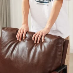 PU Leather Metal Frame Armchair With Non-slip Adsorption Feet And Back Cushion - ModernLuxe -Luxe Furniture Sale GUEST 90f04f2c 9476 43eb 84d9 8de4a8987e83