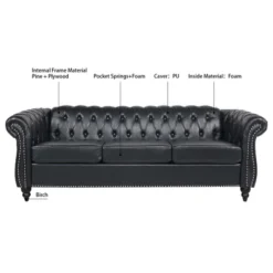 ModernLuxe 84.65" Chesterfield 3-Seater Upholstered Sofa - Tufted Scrolled Arm Couch 16 ModernLuxe 84.65" Chesterfield 3-Seater Upholstered Sofa - Tufted Scrolled Arm Couch -Luxe Furniture Sale GUEST 911f8943 5191 458a 8eca 532378e211cc