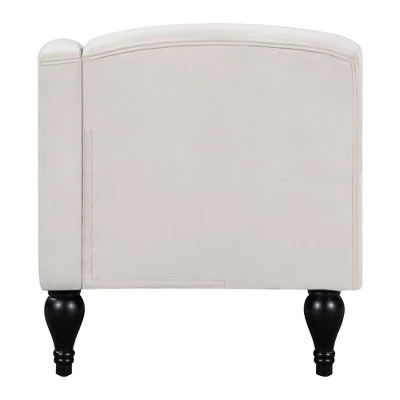 57.5" Vintage Velvet Chaise Lounge, Right Arm Facing Sleep Chaise Lounge With Solid Wood Legs - ModernLuxe 8 57.5" Vintage Velvet Chaise Lounge, Right Arm Facing Sleep Chaise Lounge With Solid Wood Legs - ModernLuxe - Image 6