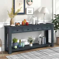 63"W Console Table/Sofa Table With Storage Drawers And Bottom Shelf 4Q - ModernLuxe -Luxe Furniture Sale GUEST 919a93d9 2d8b 4fda bb58 5bc4addf2b98