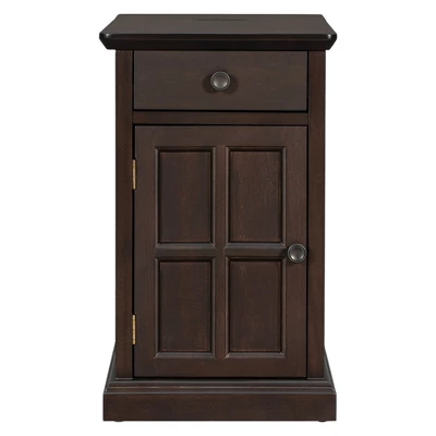 ModernLuxe Classic Vintage End Table with USB Ports and Storage Drawer 6 ModernLuxe Classic Vintage End Table with USB Ports and Storage Drawer - Image 4