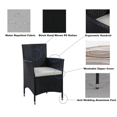 ModernLuxe 5-Piece Outdoor Patio Wicker Dining Set with Acacia Wood Table 12 ModernLuxe 5-Piece Outdoor Patio Wicker Dining Set with Acacia Wood Table - Image 10