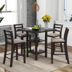 ModernLuxe 5-Piece Wooden Dining Set with Storage Shelves & Padded Chairs 17 ModernLuxe 5-Piece Wooden Dining Set with Storage Shelves & Padded Chairs -Luxe Furniture Sale GUEST 923b4c46 eb4e 4aaa 8d88 8448050bdca4