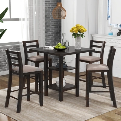 ModernLuxe 5-Piece Wooden Dining Set with Storage Shelves & Padded Chairs 10 ModernLuxe 5-Piece Wooden Dining Set with Storage Shelves & Padded Chairs - Image 8