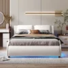 Upholstered Faux Leather Platform Bed With LED Light Bed Frame With Slatted-ModernLuxe -Luxe Furniture Sale GUEST 92a40803 0db7 431a b5bf 5262d6461ab7