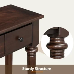 59.8"W Retro Console Table With 4 Drawers And Open Shelf, Perfect For Entryways, Living Room And Hallways - ModernLuxe -Luxe Furniture Sale GUEST 92a5731a 9090 436f aa44 f61b842dbfc9