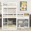 ModernLuxe Twin Size L-Shaped Wood Triple Bunk Bed with Storage and Blackboard -Luxe Furniture Sale GUEST 932c522c 03b1 4431 9459 e373b00a829e