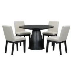 ModernLuxe 5-Piece Retro Round Dining Table Set with 4 Upholstered Chairs 21 ModernLuxe 5-Piece Retro Round Dining Table Set with 4 Upholstered Chairs -Luxe Furniture Sale GUEST 93be4ed6 ac2f 4cd0 94a3 fb3603a034cf
