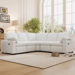 89"W Power Recliner Sectional Sofa Couch, Home Theater Reclining Sofa With Two USB Ports, Two Storage Drawers -ModernLuxe