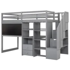 ModernLuxe Twin Wood Loft Bed with Pull-Out Desk, Storage Staircase, and Blackboard -Luxe Furniture Sale GUEST 94cced6f b5d4 4801 8eee ce024f717513