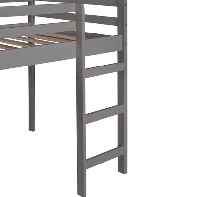 ModernLuxe Twin Size House Shape Loft Bed with Slide in Gray 11 ModernLuxe Twin Size House Shape Loft Bed with Slide in Gray - Image 9