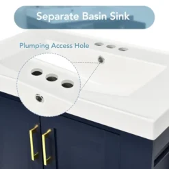 30" Bathroom Vanity With Single Sink, Drawer And Double Sided Storage Shelf, Navy Blue - ModernLuxe -Luxe Furniture Sale GUEST 964c6355 109d 43ef b200 25895f9eb8c6