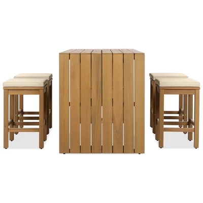 ModernLuxe 5-Piece Acacia Wood Outdoor Bar Set with Cushions 11 ModernLuxe 5-Piece Acacia Wood Outdoor Bar Set with Cushions - Image 9