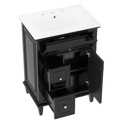 ModernLuxe 24" Bathroom Vanity with Ceramic Sink and Flip Drawer Storage 11 ModernLuxe 24" Bathroom Vanity with Ceramic Sink and Flip Drawer Storage - Image 9