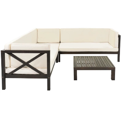 Outdoor Wooden Patio 4-Piece Sectional Sofa Set With Cushions And Table - ModernLuxe 6 Outdoor Wooden Patio 4-Piece Sectional Sofa Set With Cushions And Table - ModernLuxe - Image 4