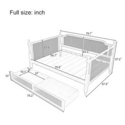 Full/Twin Size Daybed, Rattan Wood Bed Frame With Drawers/ Trundle Bed For Bedroom, Antique Walnut -ModernLuxe 11 Full/Twin Size Daybed, Rattan Wood Bed Frame With Drawers/ Trundle Bed For Bedroom, Antique Walnut -ModernLuxe -Luxe Furniture Sale GUEST 99b5e326 aacd 4179 a678 537c1782db69