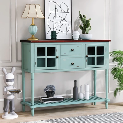 ModernLuxe Farmhouse Double Door Console Table with Storage Shelf and Drawers 11 ModernLuxe Farmhouse Double Door Console Table with Storage Shelf and Drawers - Image 9