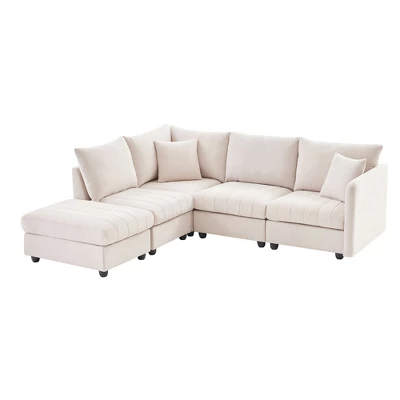 ModernLuxe 89" Modern L-Shaped 5-Seat Sectional Sofa with Convertible Ottoman 5 ModernLuxe 89" Modern L-Shaped 5-Seat Sectional Sofa with Convertible Ottoman - Image 3