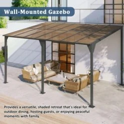 ModernLuxe 14.76 x 9.22 FT Wall-Mounted Gazebo, All-Weather Outdoor Pergola with PC Roof -Luxe Furniture Sale GUEST 9c8a8a9d 5140 45b1 b68b 878170dcfc24