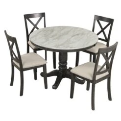 ModernLuxe 5-Piece Round Dining Set with Faux Marble Table and 4 Upholstered Chairs 17 ModernLuxe 5-Piece Round Dining Set with Faux Marble Table and 4 Upholstered Chairs -Luxe Furniture Sale GUEST 9cae3e7e cb25 40f8 b81c 2a9ee341f9a8