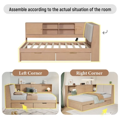 ModernLuxe L-Shaped Corner Daybed with Storage Drawers, USB Charging & Bookcase 6 ModernLuxe L-Shaped Corner Daybed with Storage Drawers, USB Charging & Bookcase - Image 4