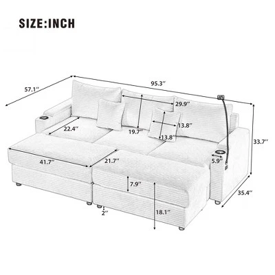 2/4/5/6 Pcs Sectional Sofa Couch, Storage Sofa Chair With Movable Ottoman, USB Ports, Cup Holders, Phone Holder -ModernLuxe 4 2/4/5/6 Pcs Sectional Sofa Couch, Storage Sofa Chair With Movable Ottoman, USB Ports, Cup Holders, Phone Holder -ModernLuxe - Image 2