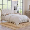 Upholstered Linen Platform Bed Frame With Curved Tufted Headboard Beige-ModernLuxe 2 Upholstered Linen Platform Bed Frame With Curved Tufted Headboard Beige-ModernLuxe -Luxe Furniture Sale GUEST 9dfa46f5 acfe 413b 8071 50645ab93b9e