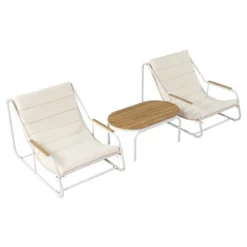 ModernLuxe 3-Piece Outdoor Patio Chaise Lounge Chair Set with Acacia Side Table -Luxe Furniture Sale GUEST 9e467115 b498 4a05 af00 8fc046e782b2