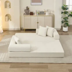 Floor Sofa Bed Chenille Upholstered Sofa Convertible Folding Mattress Couch Sleeper Sofa, Beige/Black/Green/Blue - ModernLuxe -Luxe Furniture Sale GUEST 9f856e5a 6cc0 44c6 984f 2e6ac5d942ac