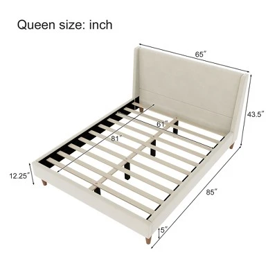 ModernLuxe Velvet Upholstered Platform Bed with Wingback Headboard 4 ModernLuxe Velvet Upholstered Platform Bed with Wingback Headboard - Image 2