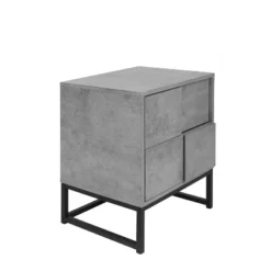 Modern Nightstand With Geometric Elements, Bedside Table With 2 Drawers, Cement Gray-ModernLuxe -Luxe Furniture Sale GUEST 9fcccea0 de4e 4943 b978 dbf93d3511ec