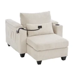 ModernLuxe Convertible Corduroy Loveseat Sofa Bed, Chaise Lounge With USB Ports, 2 Cup Holders, Storage Box & Phone Holder - 2/1 Seat Options -Luxe Furniture Sale GUEST 9ff698e5 1063 40b1 a5ea 60c27877db4b