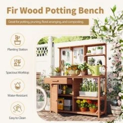 ModernLuxe Garden Potting Bench Table - Deluxe Outdoor Workstation with Pegboard & Storage