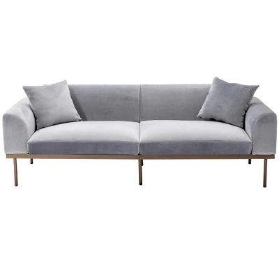 ModernLuxe Modern Velvet Loveseat Sofa with Metal Legs & Two Pillows 9 ModernLuxe Modern Velvet Loveseat Sofa with Metal Legs & Two Pillows - Image 7