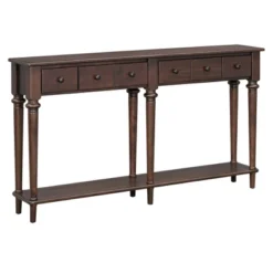 59.8"W Retro Console Table With 4 Drawers And Open Shelf, Perfect For Entryways, Living Room And Hallways - ModernLuxe -Luxe Furniture Sale GUEST a0e21ace 87fd 4c9f 8a2c 6498dc0e75de