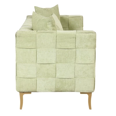 80.5" Modern Upholstered Sofa With Golden Metal Legs And 4 Pillows-ModernLuxe 11 80.5" Modern Upholstered Sofa With Golden Metal Legs And 4 Pillows-ModernLuxe - Image 9