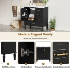 ModernLuxe 30" Freestanding Bathroom Vanity Cabinet with 3 Drawers and Gold Handles -Luxe Furniture Sale GUEST a27879a3 b8ca 4d95 84f2 bd6845c5d165