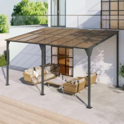 ModernLuxe 14.76 x 9.22 FT Wall-Mounted Gazebo, All-Weather Outdoor Pergola with PC Roof -Luxe Furniture Sale GUEST a288afd7 a7a1 4bff b263 3b1f7e7f1ccb