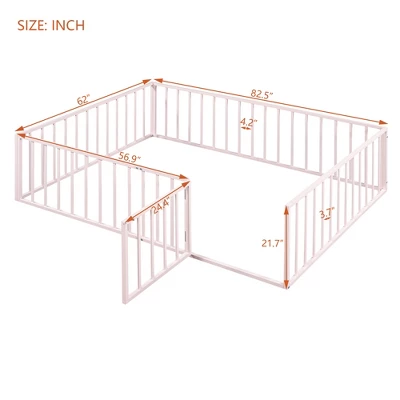 ModernLuxe Metal Floor Bed Frame with Safety Fence and Swing Door 5 ModernLuxe Metal Floor Bed Frame with Safety Fence and Swing Door - Image 3
