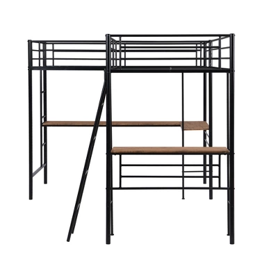 ModernLuxe Twin Size Metal Loft Bed with Dual Built-in Desks - Black 11 ModernLuxe Twin Size Metal Loft Bed with Dual Built-in Desks - Black - Image 9