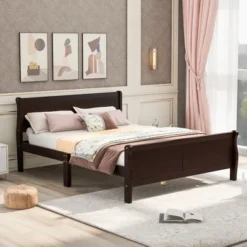 Full Size Wood Platform Bed With Headboard And Wooden Slat Support-ModernLuxe 17 Full Size Wood Platform Bed With Headboard And Wooden Slat Support-ModernLuxe -Luxe Furniture Sale GUEST a5480170 8d1e 4759 8403 b8d51f96e454