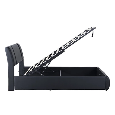 Upholstered Faux Leather Platform Bed With A Hydraulic Storage System-ModernLuxe 9 Upholstered Faux Leather Platform Bed With A Hydraulic Storage System-ModernLuxe - Image 7