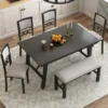 6-Piece Farmhouse Solid Wood Rectangular Dining Table Set With 4 Upholstered Chairs And 1 Bench - ModernLuxe -Luxe Furniture Sale GUEST a613921e a808 4270 a32c 11902afd405e