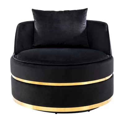 ModernLuxe Velvet Swivel Barrel Accent Chair with Plush Lumbar Cushion 9 ModernLuxe Velvet Swivel Barrel Accent Chair with Plush Lumbar Cushion - Image 7