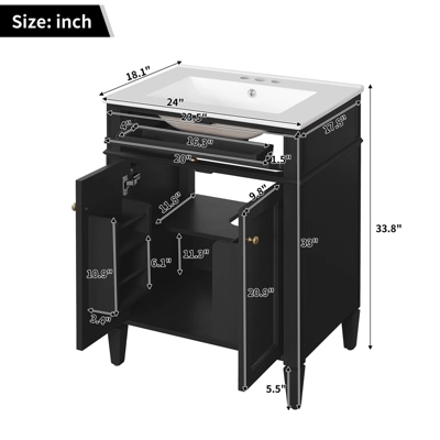 ModernLuxe 24-Inch Bathroom Vanity with Ceramic Sink and Storage Cabinet 7 ModernLuxe 24-Inch Bathroom Vanity with Ceramic Sink and Storage Cabinet - Image 5