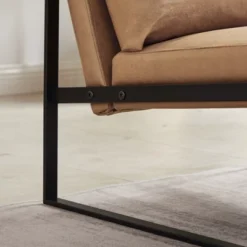 PU Leather Metal Frame Armchair With Non-slip Adsorption Feet And Back Cushion - ModernLuxe -Luxe Furniture Sale GUEST a6f0dfe4 6914 421e 88bf 3790e496ca9c