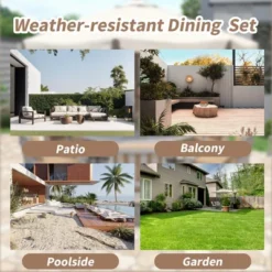 ModernLuxe 6-Person Outdoor Wooden Dining Set with Umbrella Hole & Cushions - Antique Gray -Luxe Furniture Sale GUEST a75c14b8 76e3 4eae 8fea 7e34549105a8