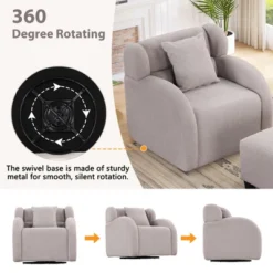 360 Degree Swivel Barrel Chair With Footstool, Accent Chair With Ottoman-ModernLuxe -Luxe Furniture Sale GUEST a7a6ec7c bad2 4422 b542 eac6a4698620