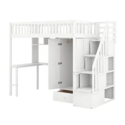 ModernLuxe Twin Size Loft Bed with Built-in Desk, Wardrobe, and Storage Drawers 17 ModernLuxe Twin Size Loft Bed with Built-in Desk, Wardrobe, and Storage Drawers -Luxe Furniture Sale GUEST a7b7dae5 438b 406c 883b 245f00a4be46