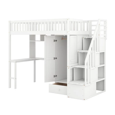 ModernLuxe Twin Size Loft Bed with Built-in Desk, Wardrobe, and Storage Drawers 8 ModernLuxe Twin Size Loft Bed with Built-in Desk, Wardrobe, and Storage Drawers - Image 6